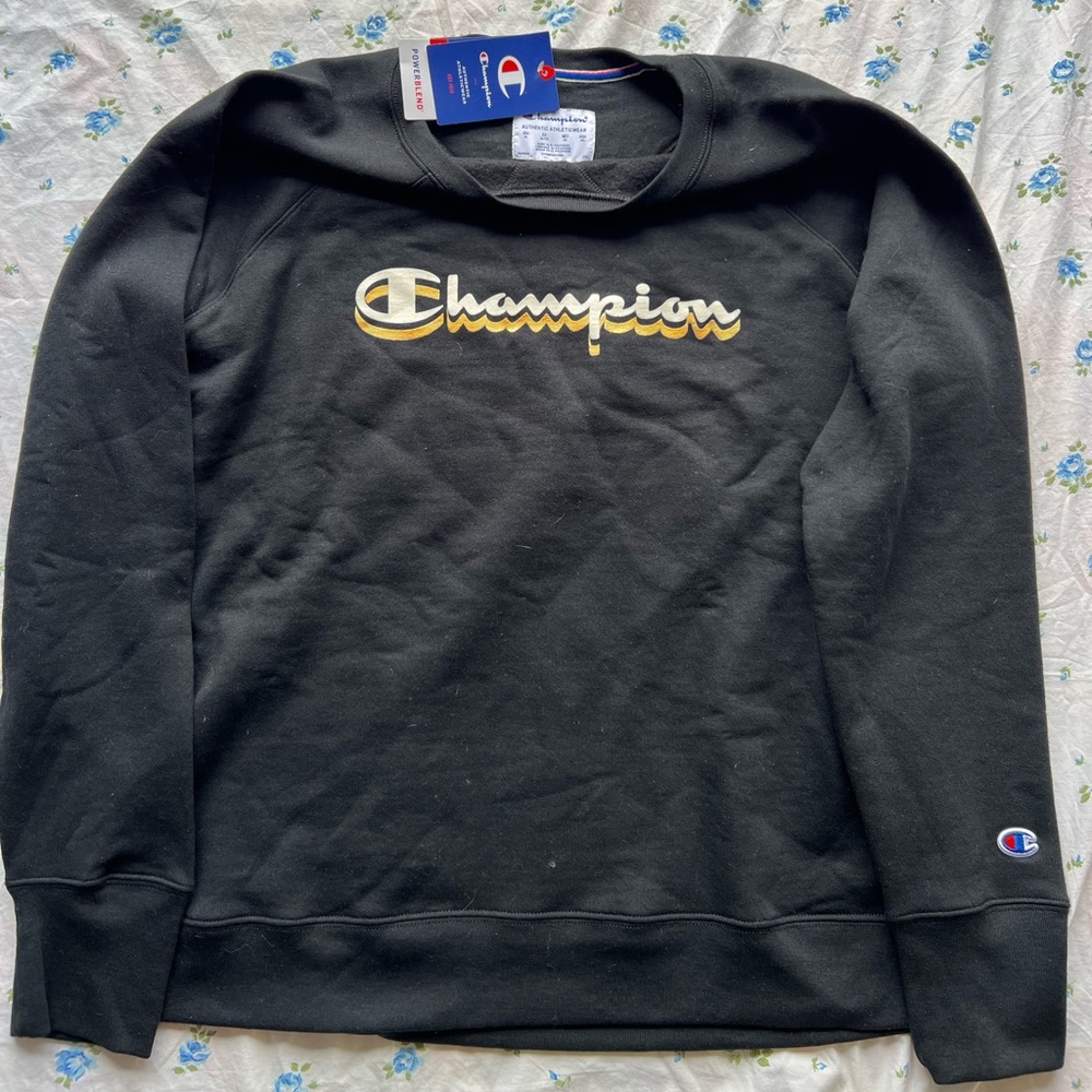 Black, White, and Gold Champion Crewneck